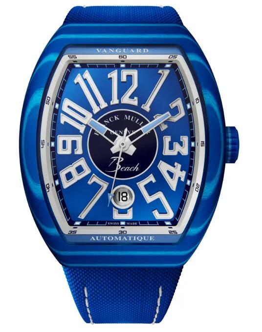 Review 2023 Franck Muller Vanguard Beach Replica Watch V 41 SC DT BEACH GFBUBL Blue - Click Image to Close